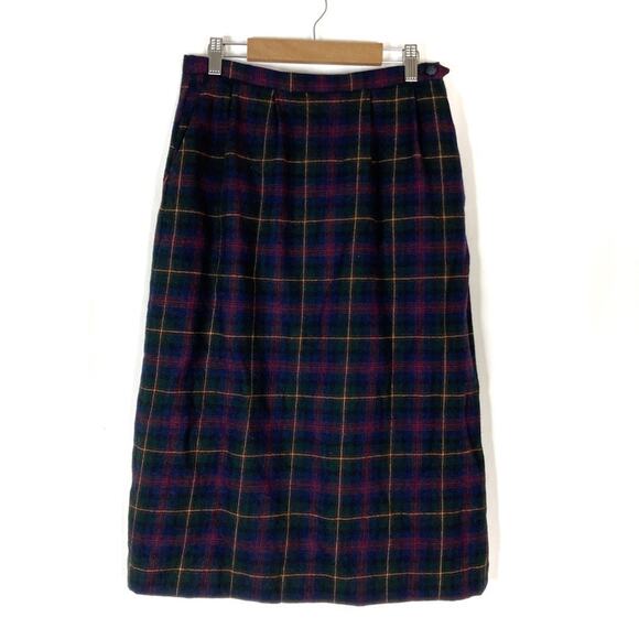 Bristol County | Vintage 100% Wool Plaid Skirt Made in USA - Picture 1 of 5
